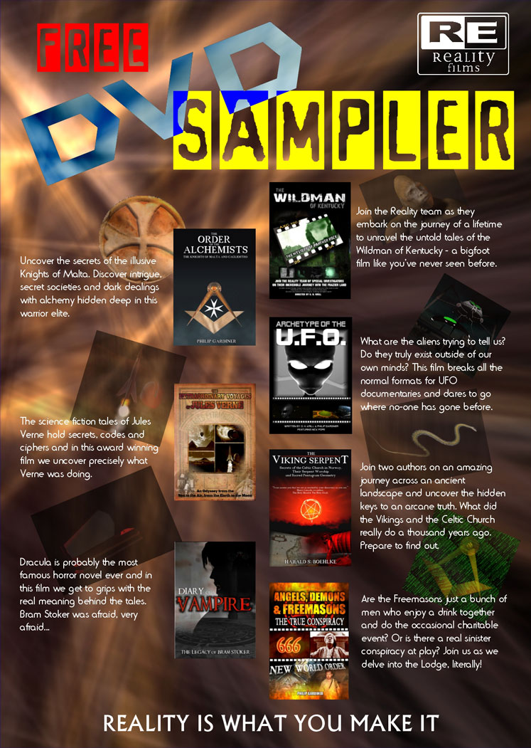 Bigfoot, Vampires, and UFOs are just some of the themes covered in Reality's FREE DVD Sampler. Click to get your FREE copy now.